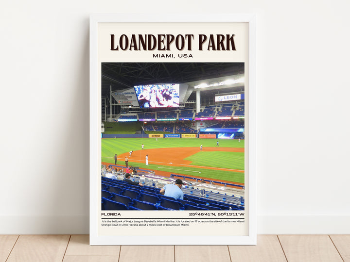 LoanDepot Park Stadium Baseball Retro Wall Art
