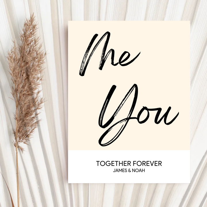 Me and You, Just Us Two Print, Couples Gift, Couple Print, New Home Gift, Christmas Gift for Boyfriend, Birthday Gift, Gift for Girlfriend, Anniversary Gift TW107. UM