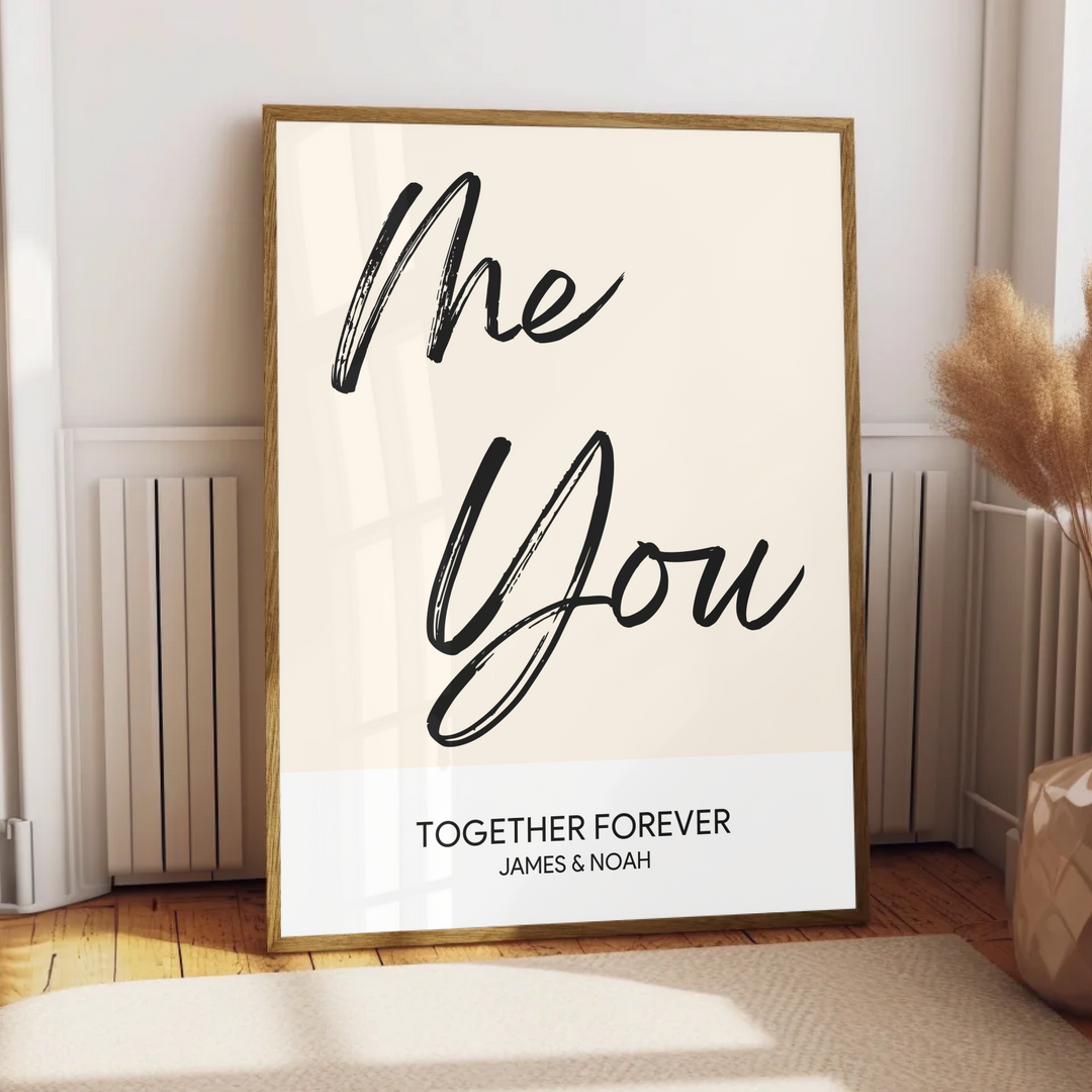 Me and You, Just Us Two Print, Couples Gift, Couple Print, New Home Gift, Christmas Gift for Boyfriend, Birthday Gift, Gift for Girlfriend, Anniversary Gift TW107. UM