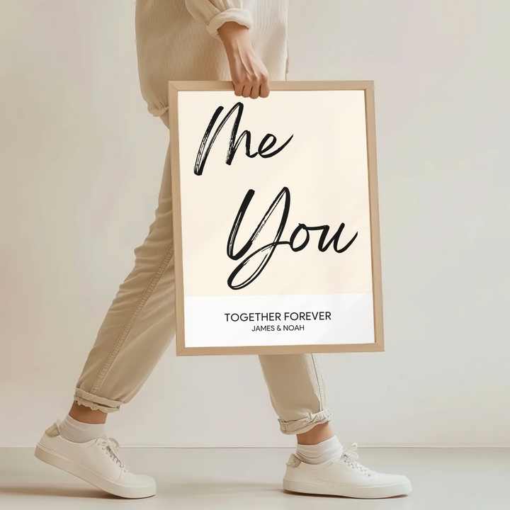 Me and You, Just Us Two Print, Couples Gift, Couple Print, New Home Gift, Christmas Gift for Boyfriend, Birthday Gift, Gift for Girlfriend, Anniversary Gift TW107. UM