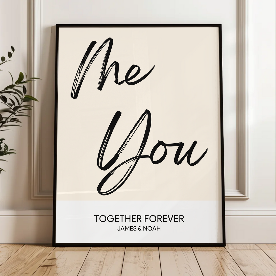 Me and You, Just Us Two Print, Couples Gift, Couple Print, New Home Gift, Christmas Gift for Boyfriend, Birthday Gift, Gift for Girlfriend, Anniversary Gift TW107. UM