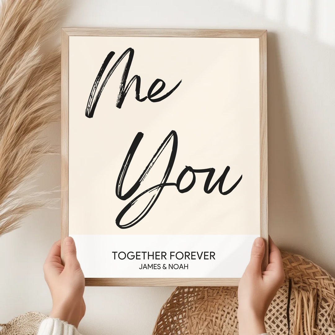 Me and You, Just Us Two Print, Couples Gift, Couple Print, New Home Gift, Christmas Gift for Boyfriend, Birthday Gift, Gift for Girlfriend, Anniversary Gift TW107. UM