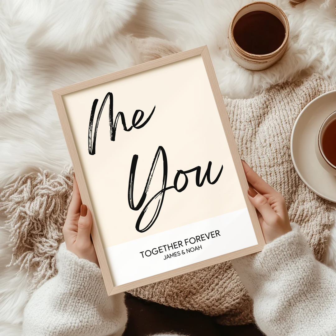 Me and You, Just Us Two Print, Couples Gift, Couple Print, New Home Gift, Christmas Gift for Boyfriend, Birthday Gift, Gift for Girlfriend, Anniversary Gift TW107. UM