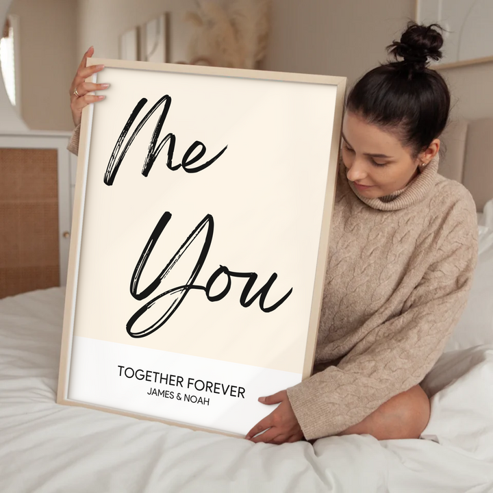 Me and You, Just Us Two Print, Couples Gift, Couple Print, New Home Gift, Christmas Gift for Boyfriend, Birthday Gift, Gift for Girlfriend, Anniversary Gift TW107. UM