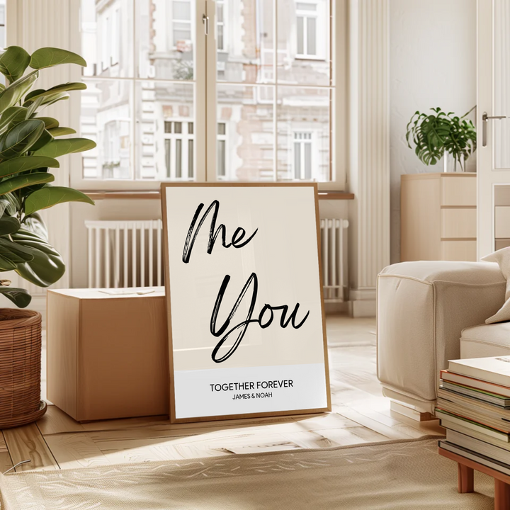 Me and You, Just Us Two Print, Couples Gift, Couple Print, New Home Gift, Christmas Gift for Boyfriend, Birthday Gift, Gift for Girlfriend, Anniversary Gift TW107. UM
