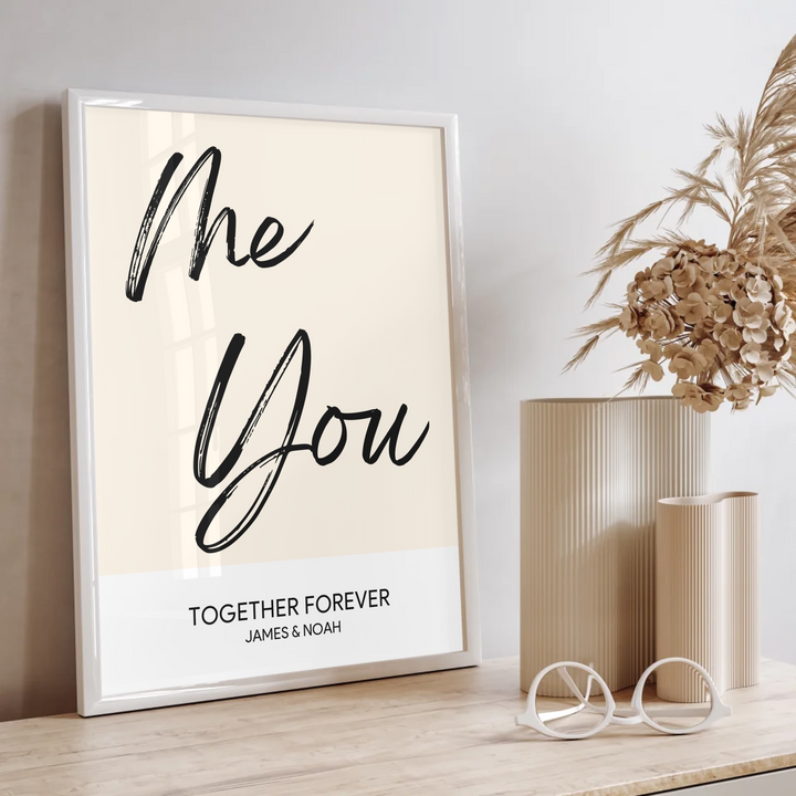 Me and You, Just Us Two Print, Couples Gift, Couple Print, New Home Gift, Christmas Gift for Boyfriend, Birthday Gift, Gift for Girlfriend, Anniversary Gift TW107. UM