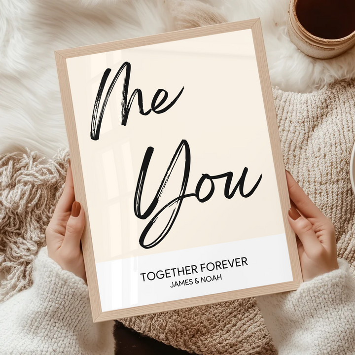 Me and You, Just Us Two Print, Couples Gift, Couple Print, New Home Gift, Christmas Gift for Boyfriend, Birthday Gift, Gift for Girlfriend, Anniversary Gift TW107. UM