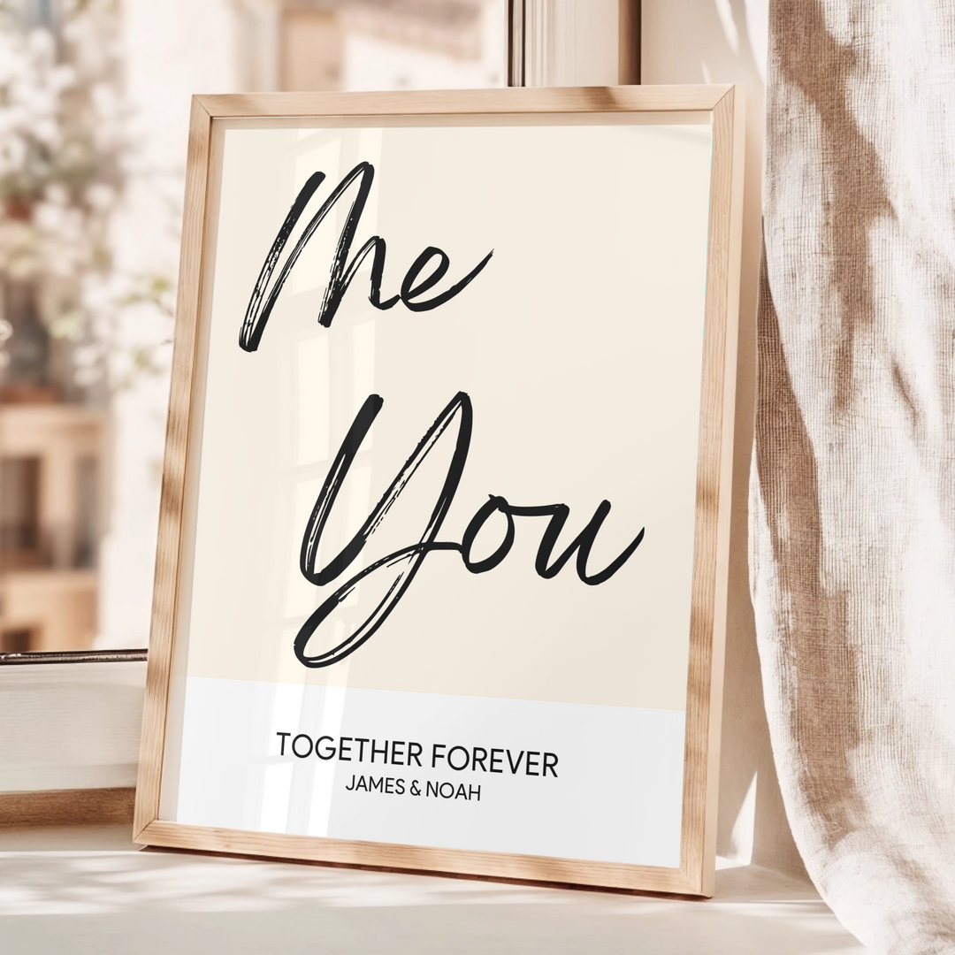 Me and You, Just Us Two Print, Couples Gift, Couple Print, New Home Gift, Christmas Gift for Boyfriend, Birthday Gift, Gift for Girlfriend, Anniversary Gift TW107. UM