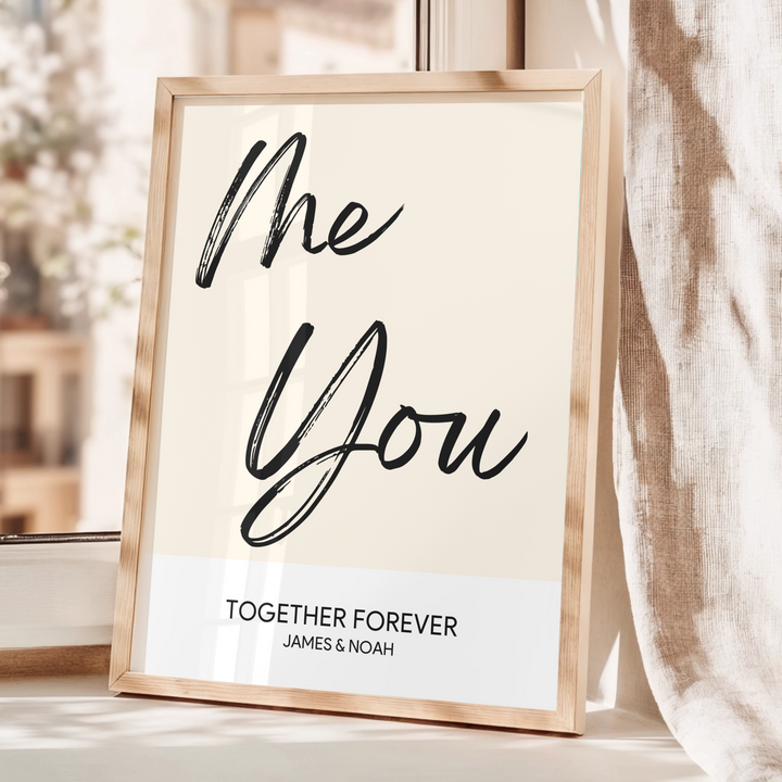 Me and You, Just Us Two Print, Couples Gift, Couple Print, New Home Gift, Christmas Gift for Boyfriend, Birthday Gift, Gift for Girlfriend, Anniversary Gift TW107. UM
