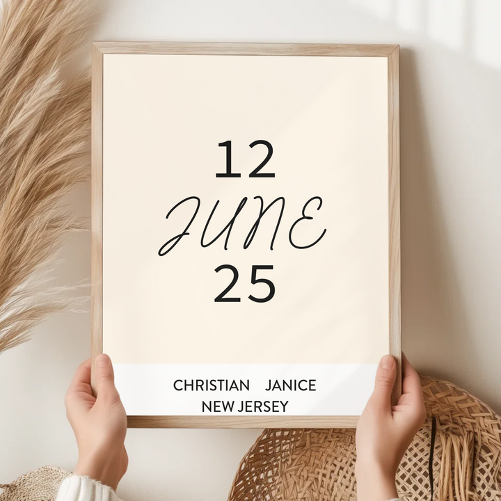 Wedding gift, Romantic wall art, Anniversary gift, Personalized gift, Wedding date print, Engagement gift, Minimalist wall art TW334. AS