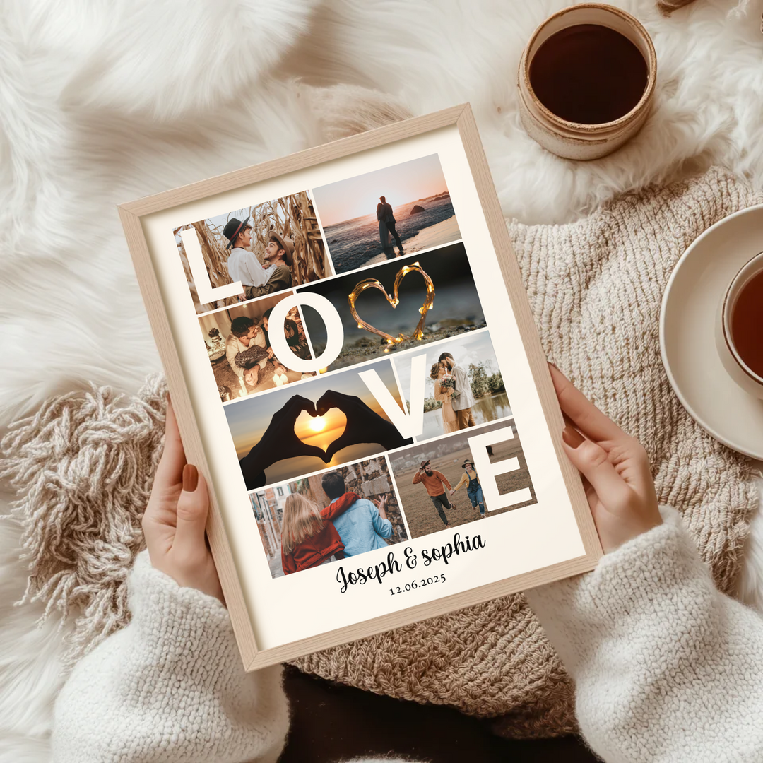 Couple Photo Collage, Personalized Collage, Love Photo Collage, Couple Gift, Custom Gift, Anniversary Gifts, Valentine's day gift TW417. An