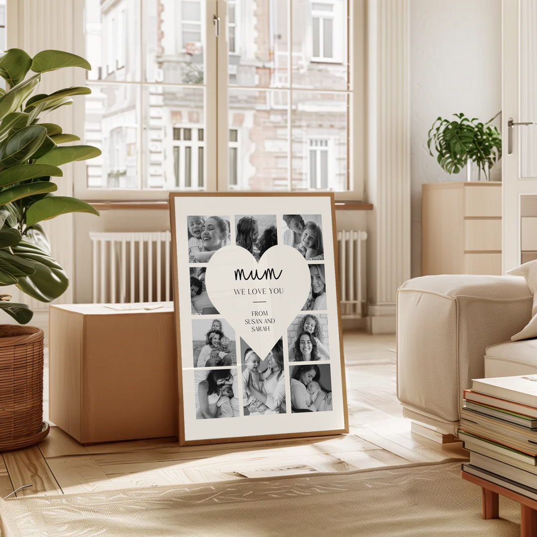 Collage Sign Mothers Day Gift, Love Heart Poster, First Time Mummy, Unique Present For Mum TW204. UM