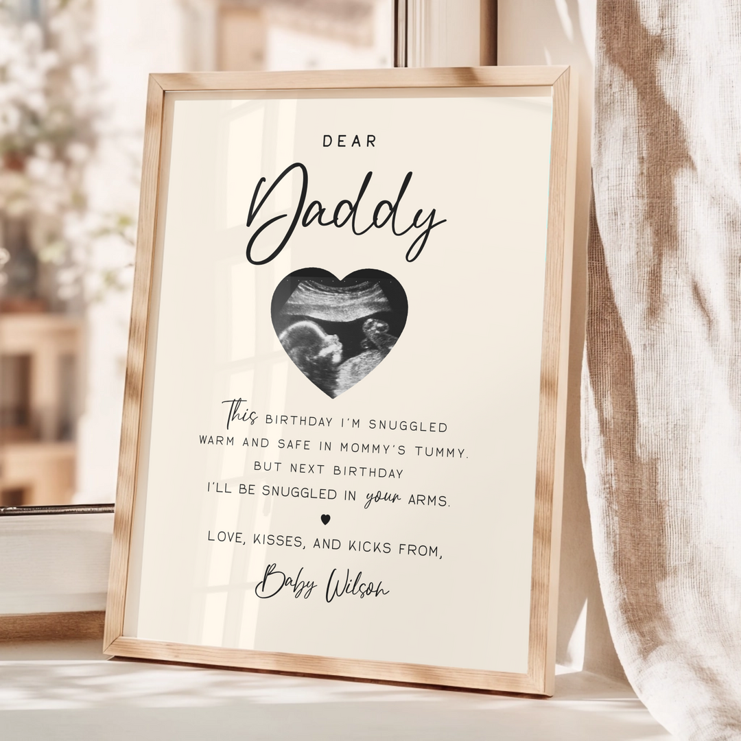 Dear Daddy Gift, Sonogram Ultrasound Gift from Daughter Son, Fathers Day gift, Pregnancy Announcement gift TW96. An