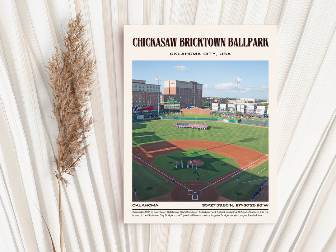 Chickasaw Bricktown Ballpark Stadium Baseball Retro Wall Art