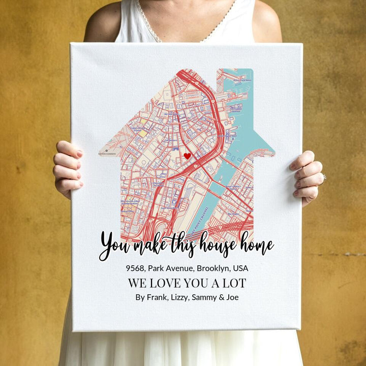 Personalised Home Map Canvas ~ You Make This House Home š”