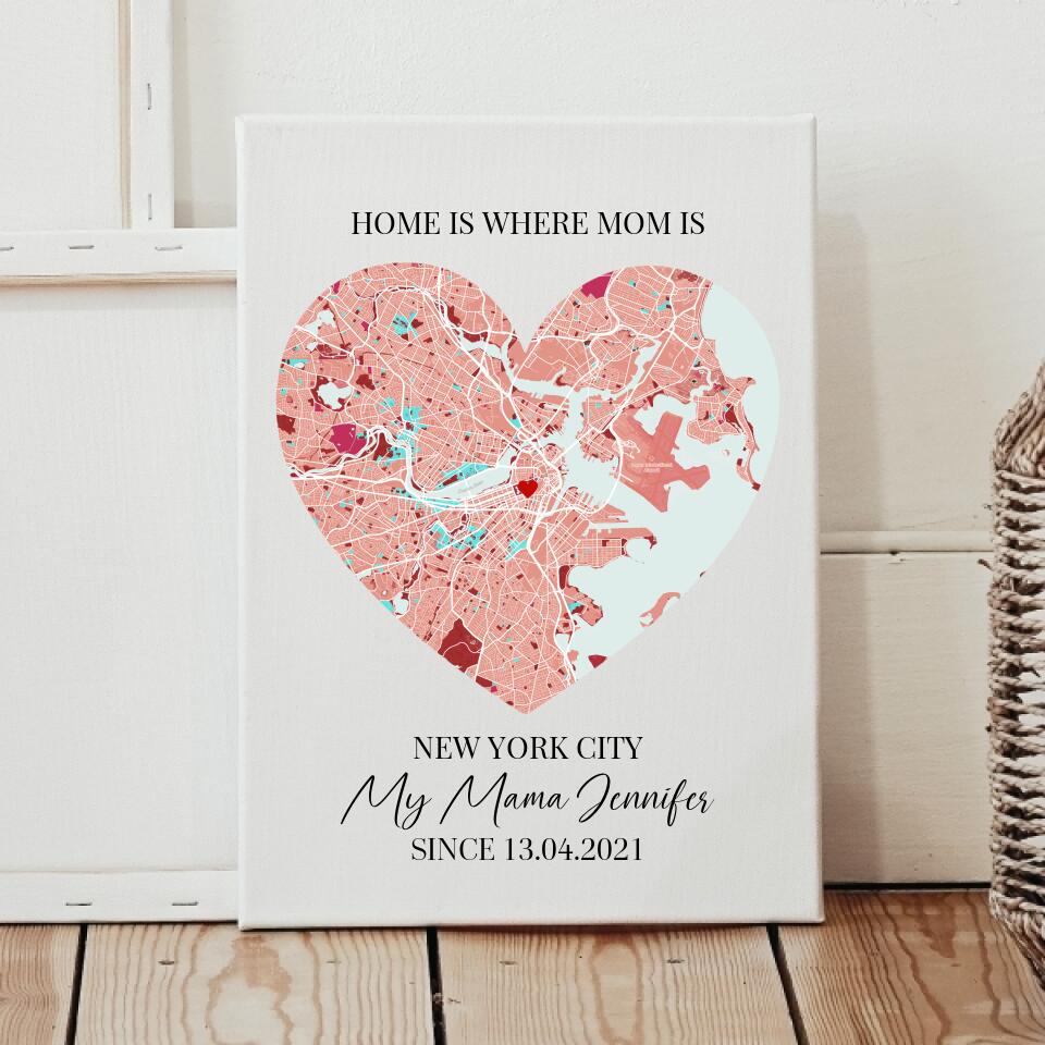 Personalized Map Heart Canvas