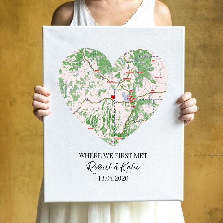 Personalized Map Heart Canvas  || CC