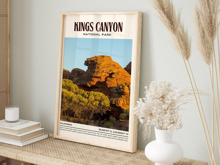 Kings Canyon National Park Retro Wall Art, California, USA