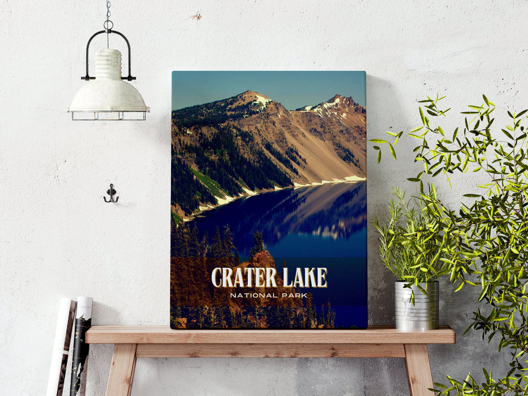 Crater Lake National Park Retro Wall Art, Oregon, USA