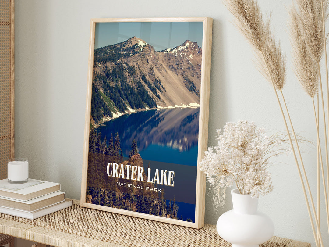 Crater Lake National Park Retro Wall Art, Oregon, USA