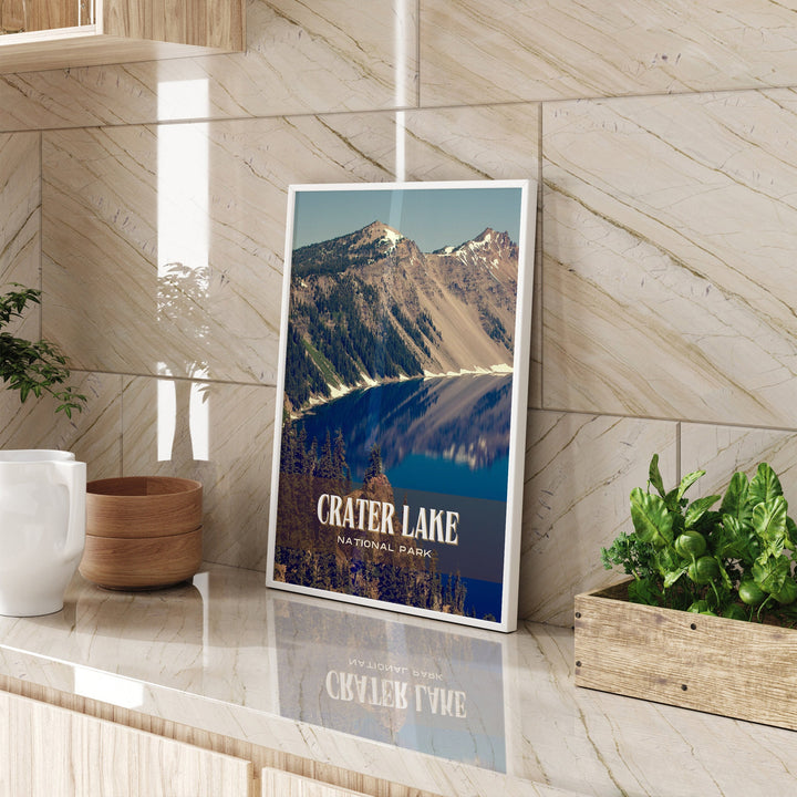Crater Lake National Park Retro Wall Art, Oregon, USA