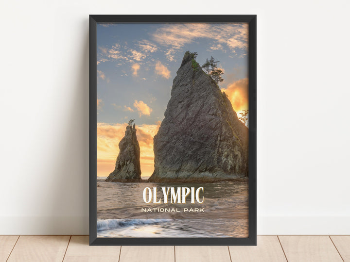 Olympic National Park Retro Wall Art, Washington, USA