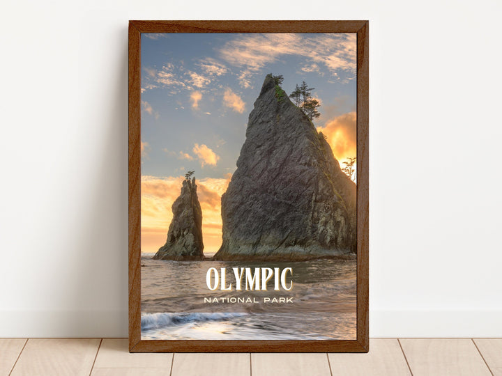Olympic National Park Retro Wall Art, Washington, USA