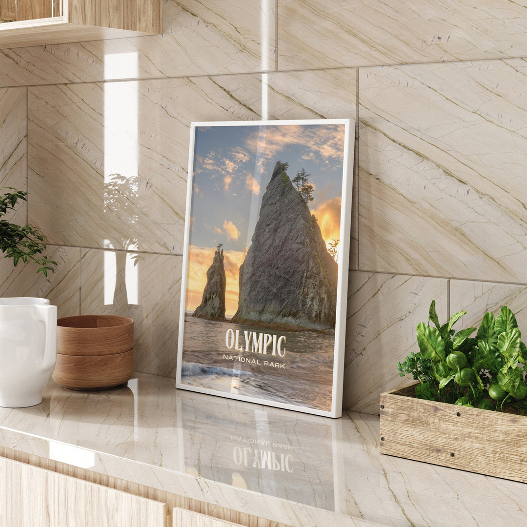Olympic National Park Retro Wall Art, Washington, USA