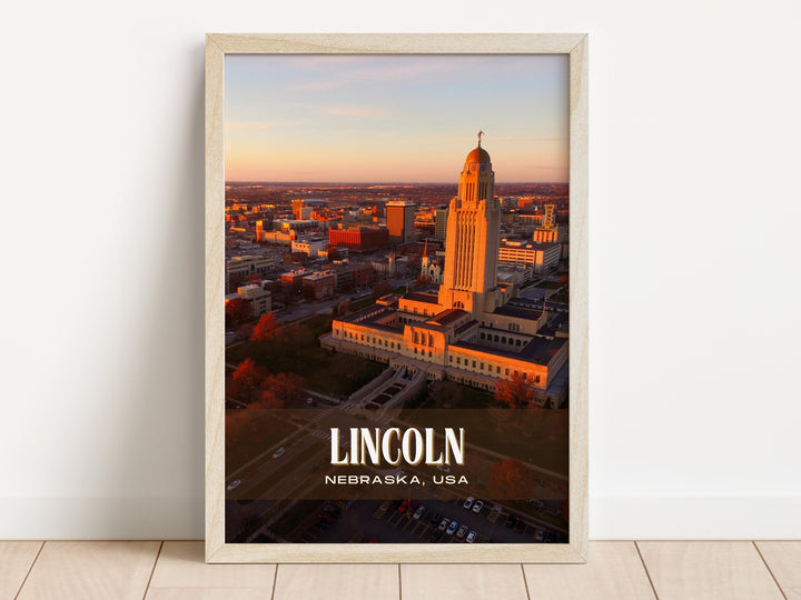 Lincoln Retro Wall Art, Nebraska, USA