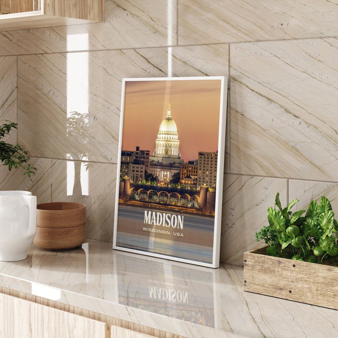 Madison Retro Wall Art, Wisconsin, USA