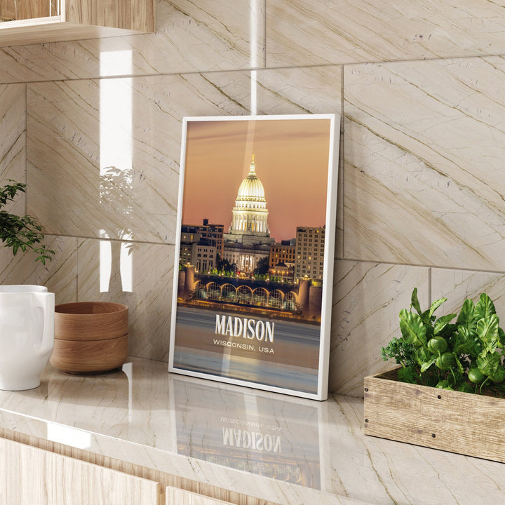 Madison Retro Wall Art, Wisconsin, USA
