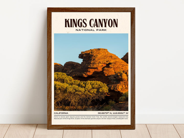 Kings Canyon National Park Retro Wall Art, California, USA