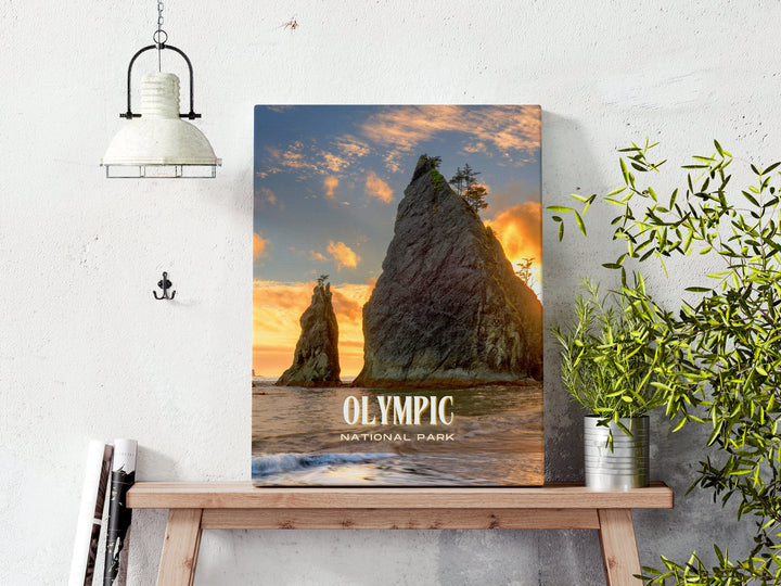 Olympic National Park Retro Wall Art, Washington, USA