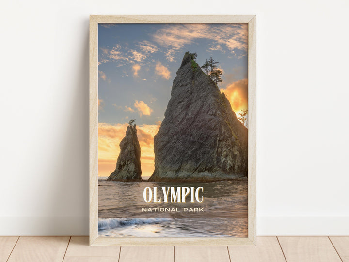 Olympic National Park Retro Wall Art, Washington, USA