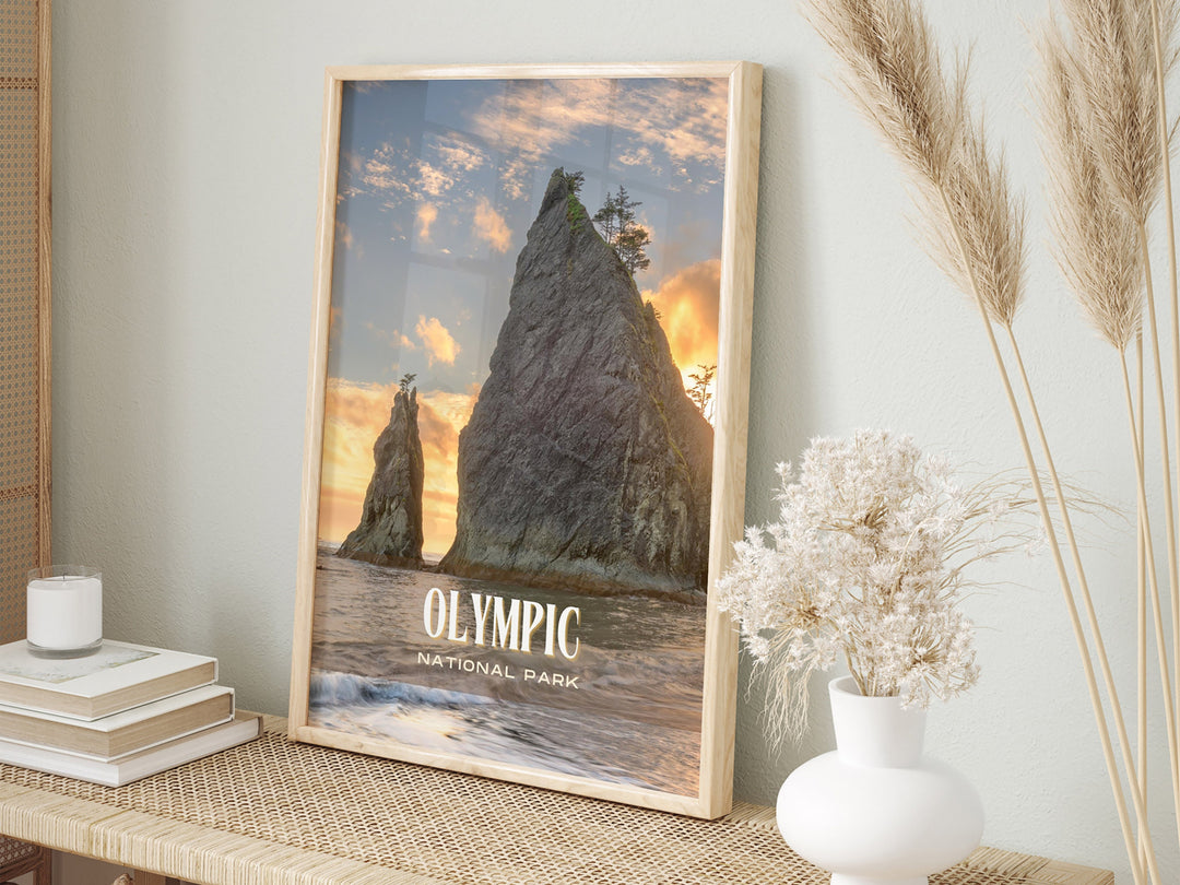 Olympic National Park Retro Wall Art, Washington, USA