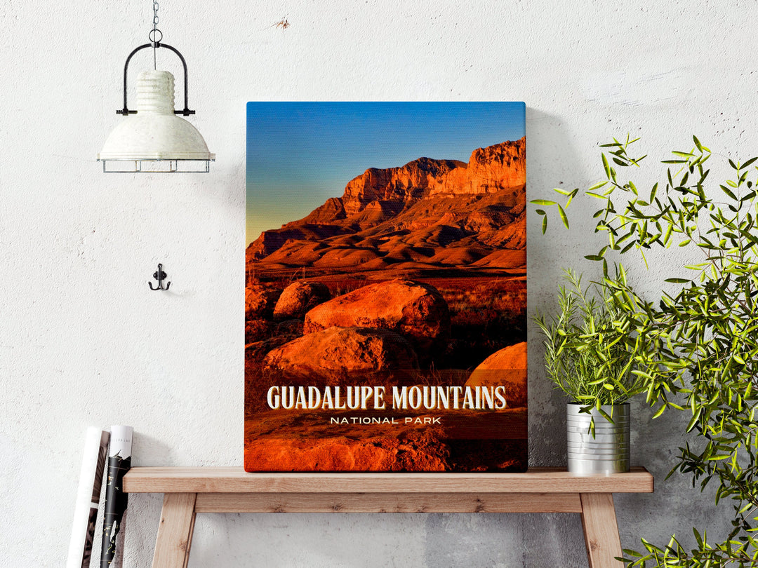Guadalupe Mountains Retro Wall Art, Texas, USA