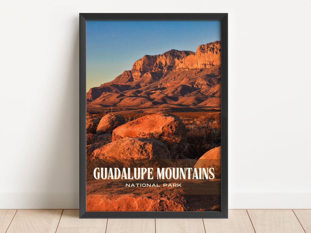 Guadalupe Mountains Retro Wall Art, Texas, USA