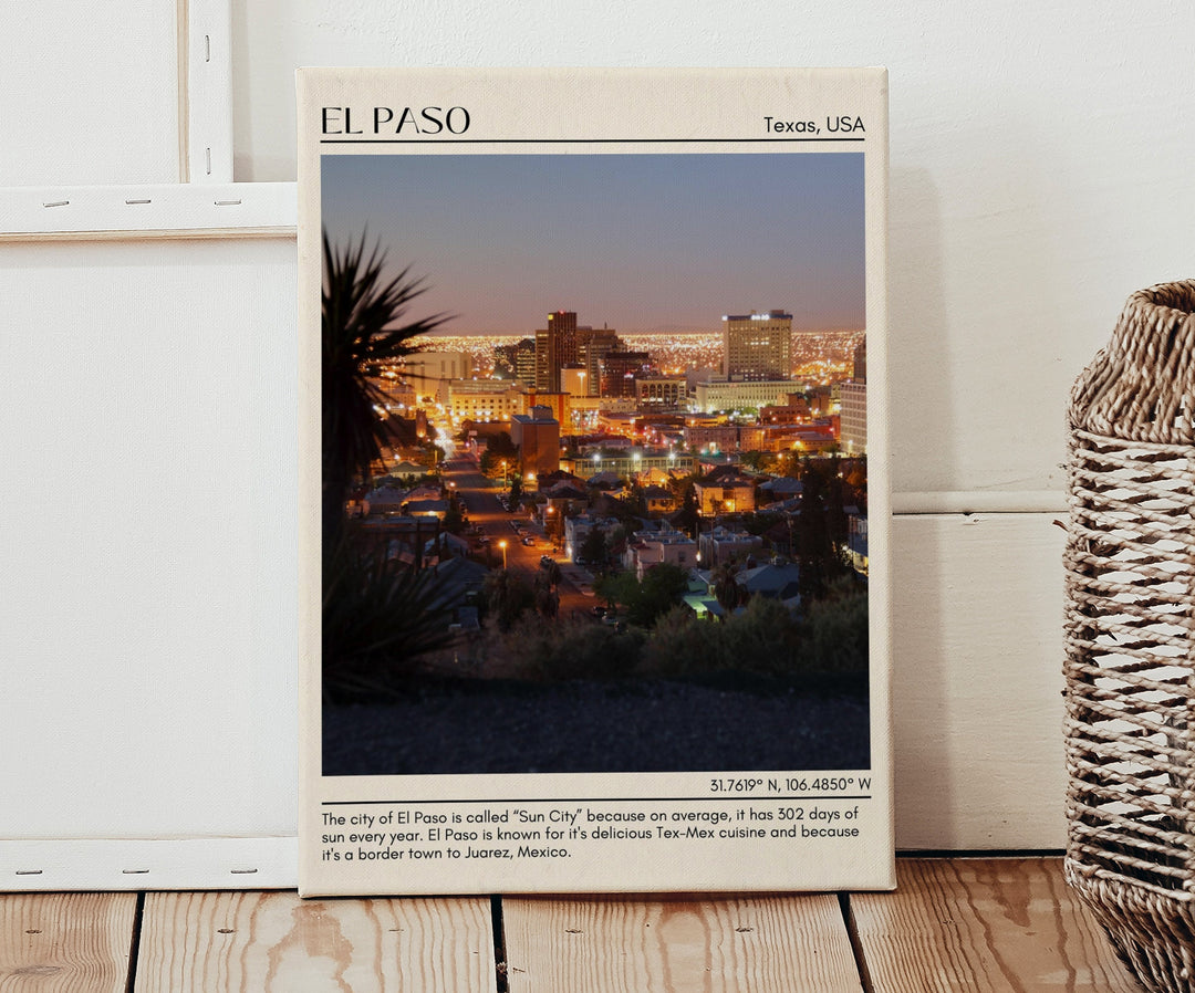 El Paso Minimal Wall Art, Texas, USA