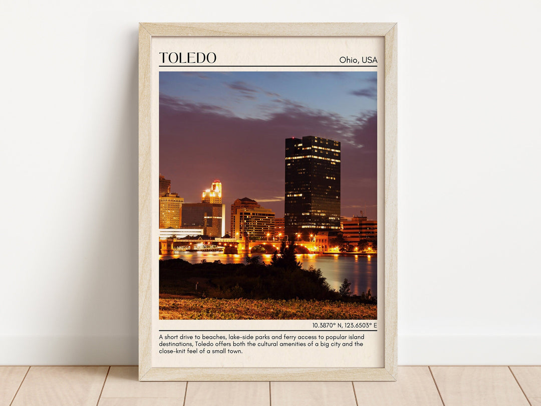 Toledo Minimal Wall Art, Ohio, USA
