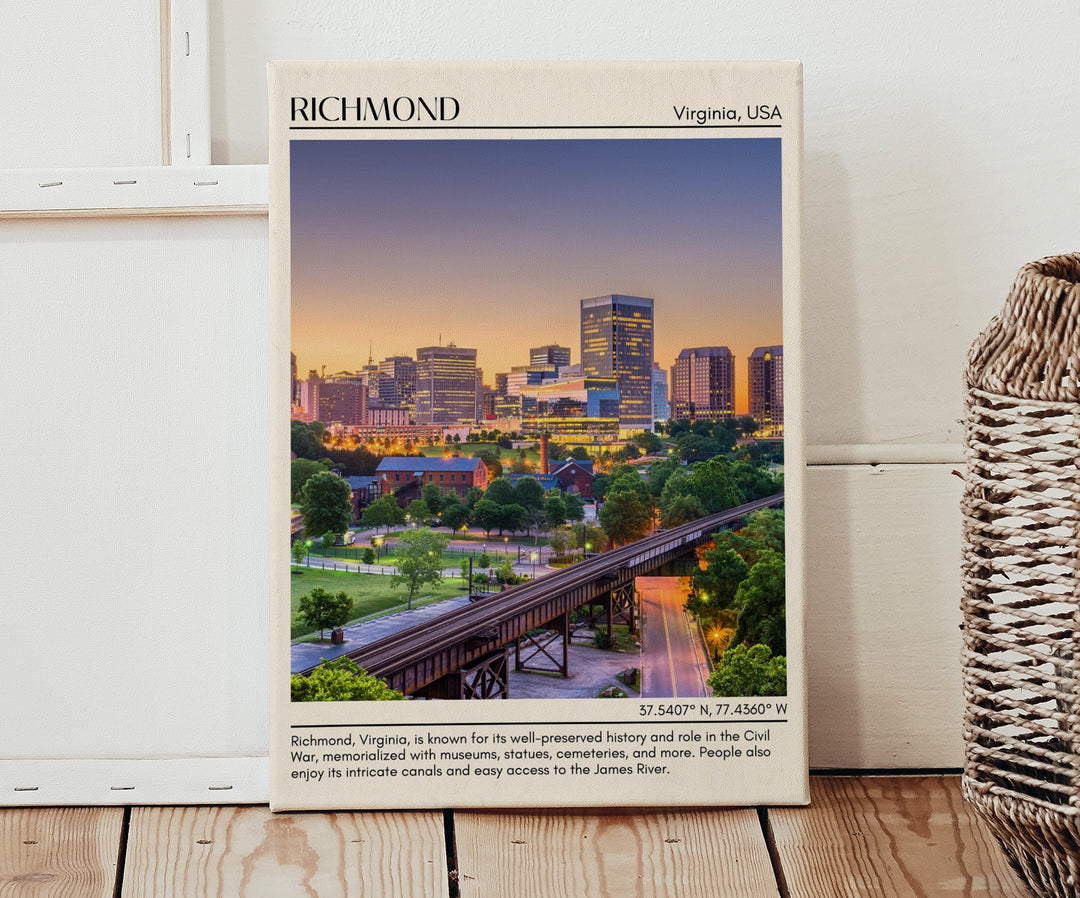 Richmond Minimal Wall Art, Virginia, USA