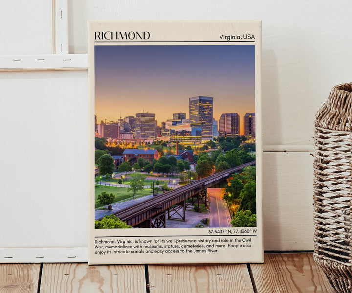 Richmond Minimal Wall Art, Virginia, USA