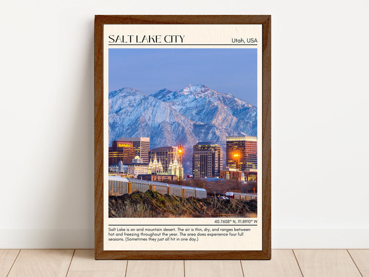 Salt Lake City Minimal Wall Art, Utah, USA