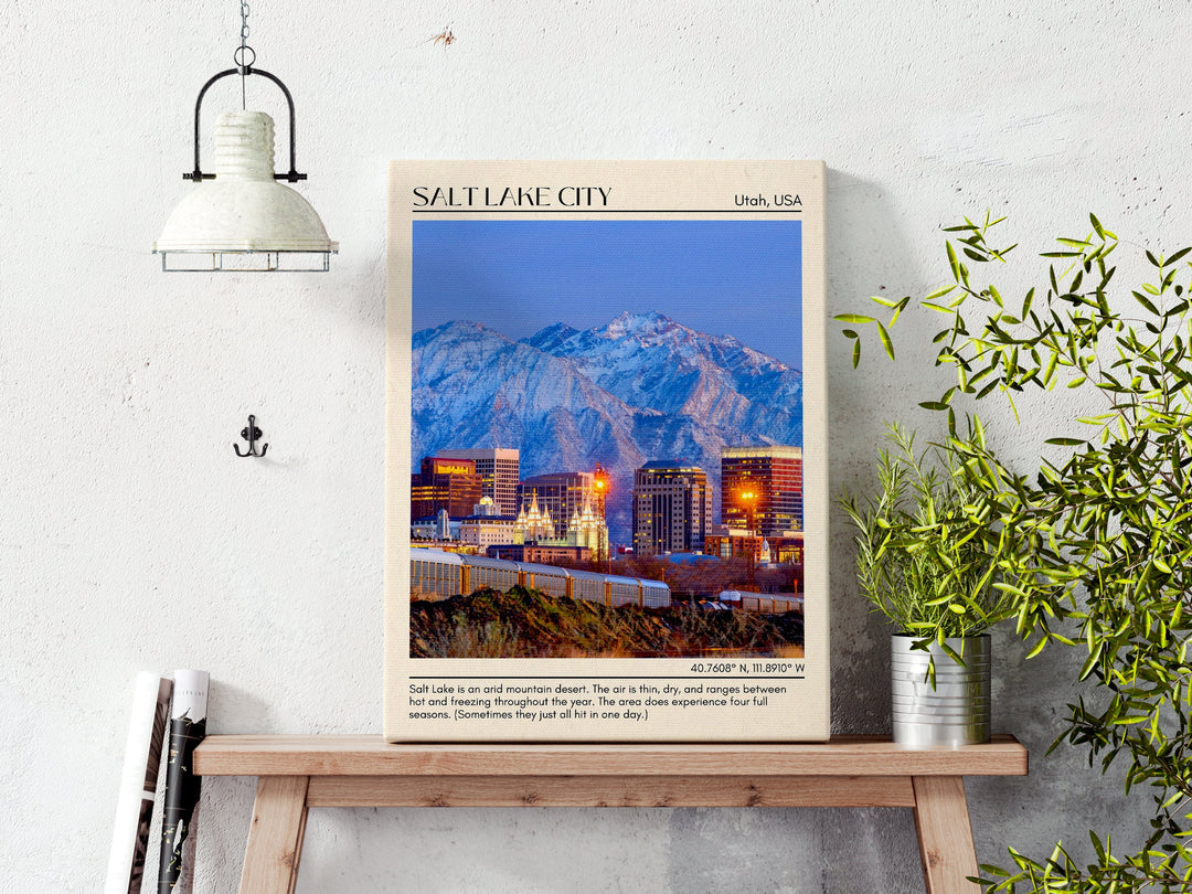 Salt Lake City Minimal Wall Art, Utah, USA