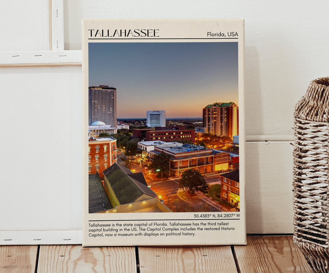 Tallahassee Minimal Wall Art, Florida, USA