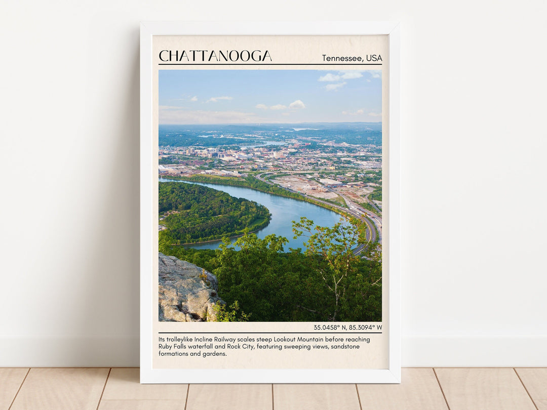 Chattanooga Minimal Wall Art, Tennessee, USA