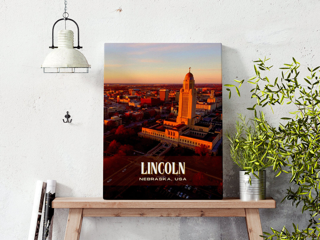 Lincoln Retro Wall Art, Nebraska, USA