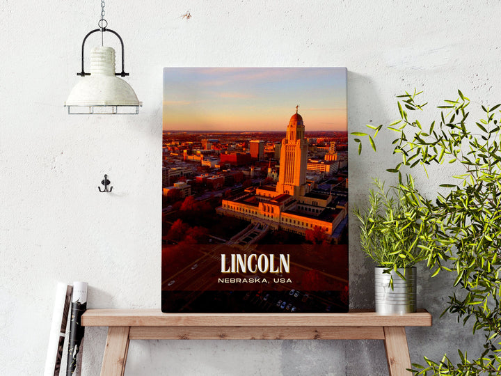 Lincoln Retro Wall Art, Nebraska, USA