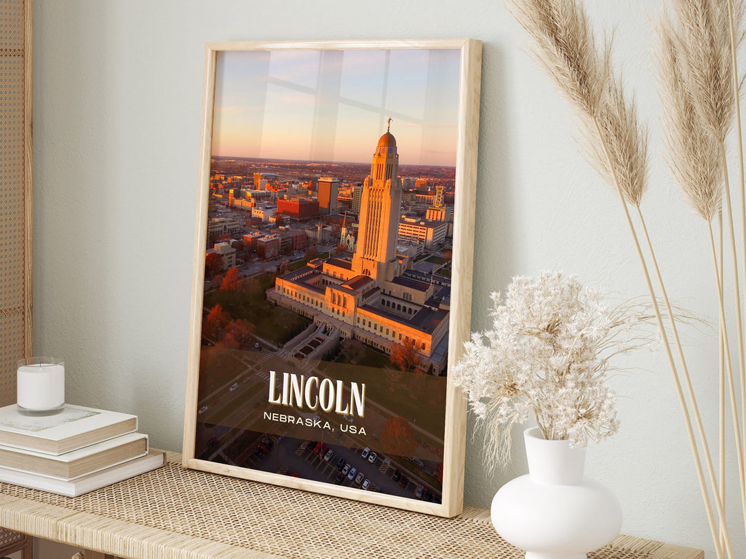 Lincoln Retro Wall Art, Nebraska, USA