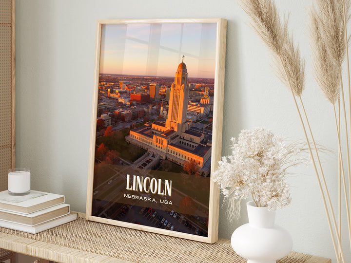 Lincoln Retro Wall Art, Nebraska, USA
