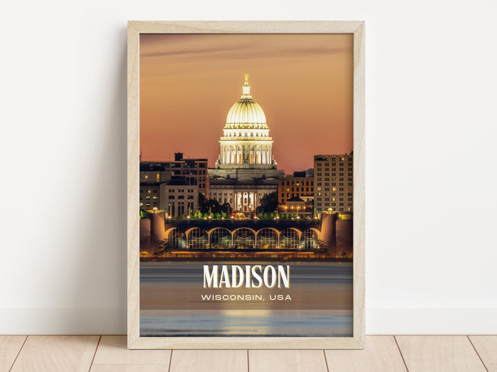 Madison Retro Wall Art, Wisconsin, USA
